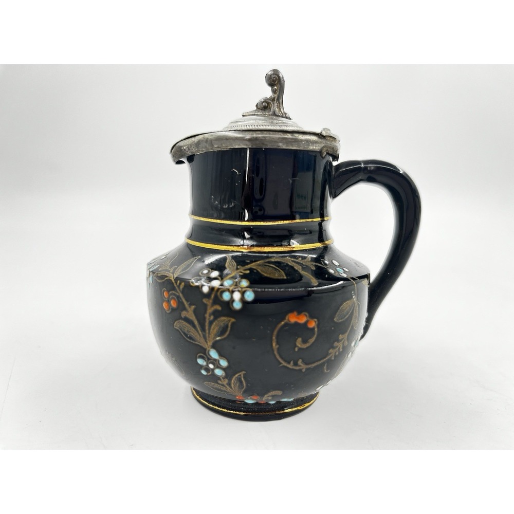 ViTG Sirdar England Miniature Pot Jug Creamer Hand painted Pewter Flip Lid Rare